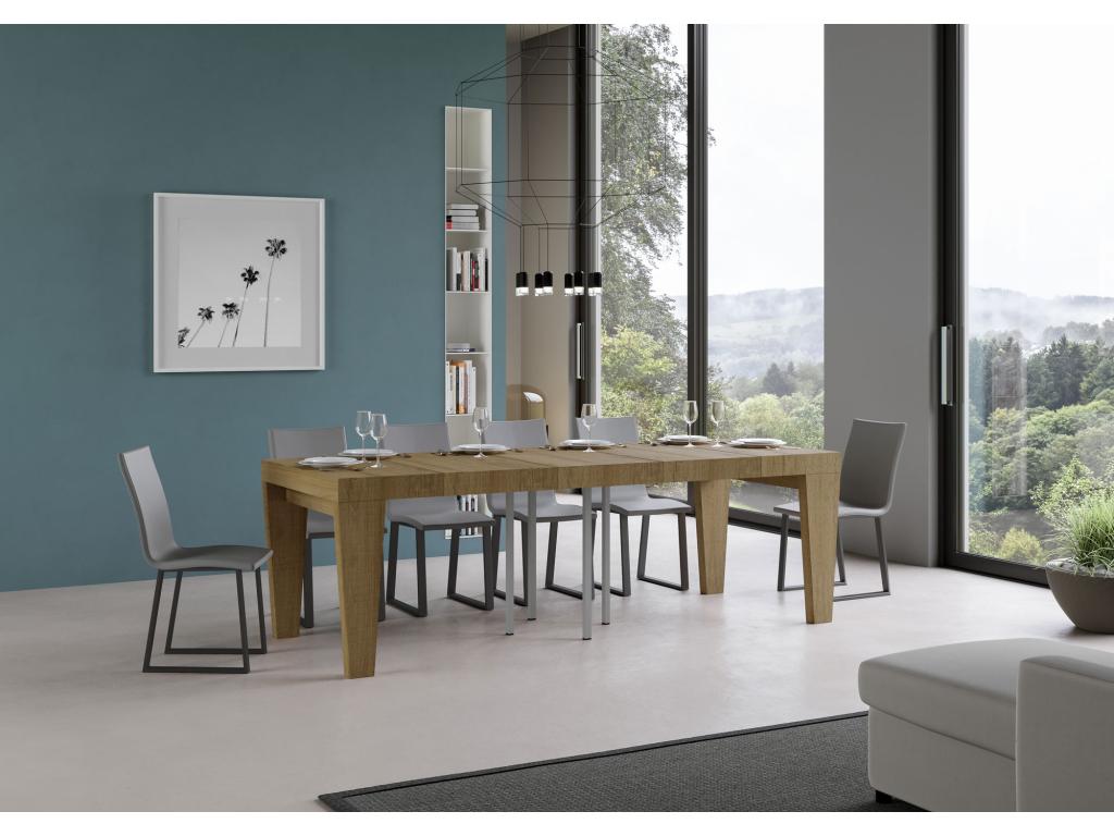 Brown Oak Wood Table, 90 x 90 cm