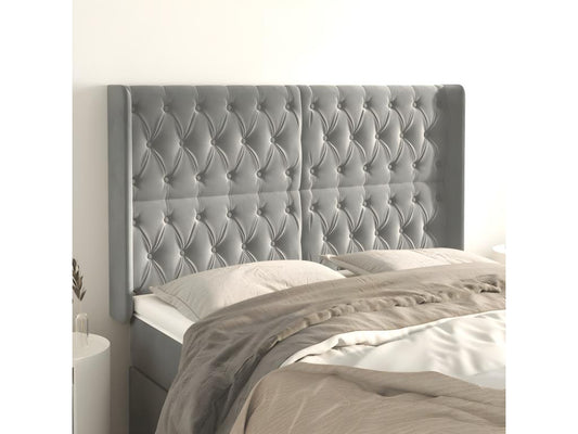 Gray Velvet Bed, 163 x 16 x 118 cm