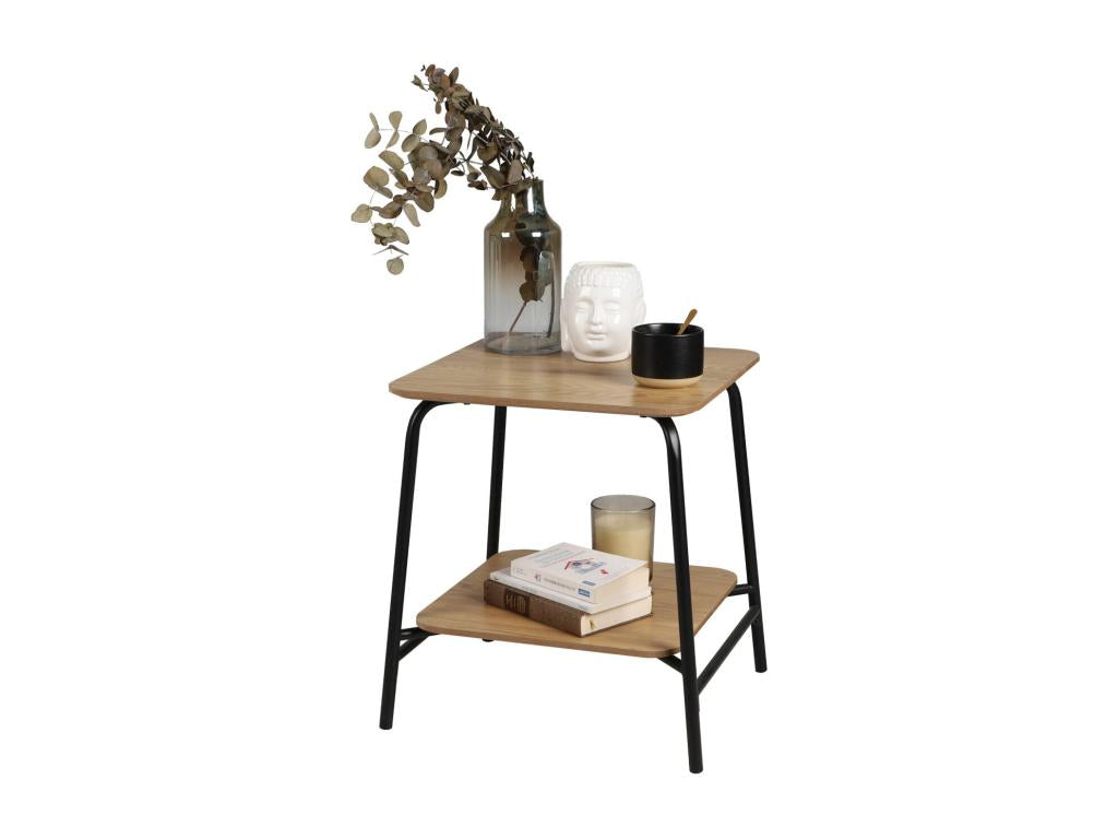 Brown Oak Wood Side Table