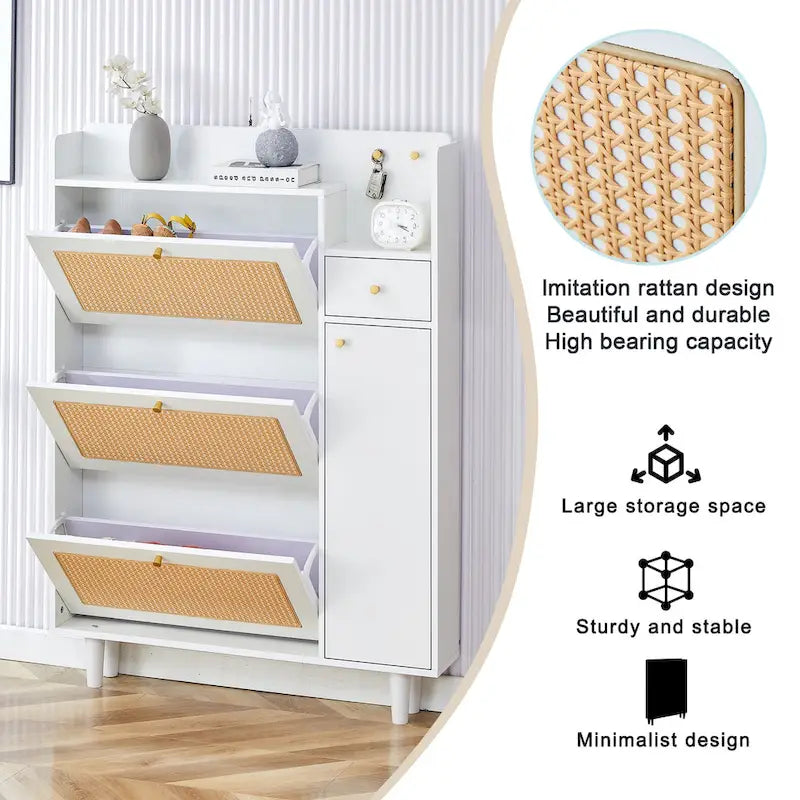Modern minimalist Storage Cabinet, Japanese rattan shoe Cabinet
