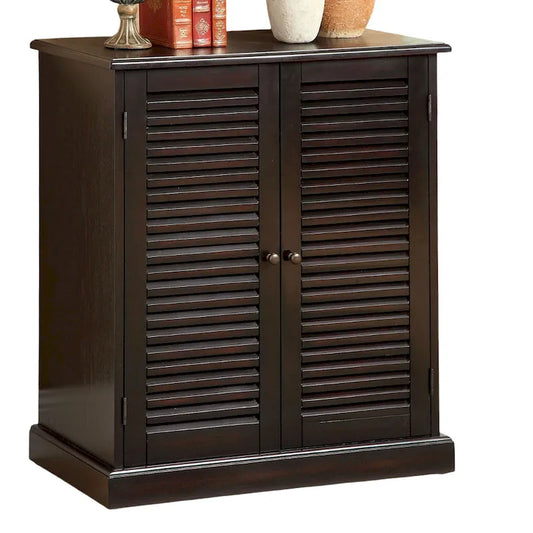 Modern Transitional Design 1pc Shoe Cabinet Espresso Finish Adjustable Shelves Louver Design Doors Home Furniture Shoe Rack