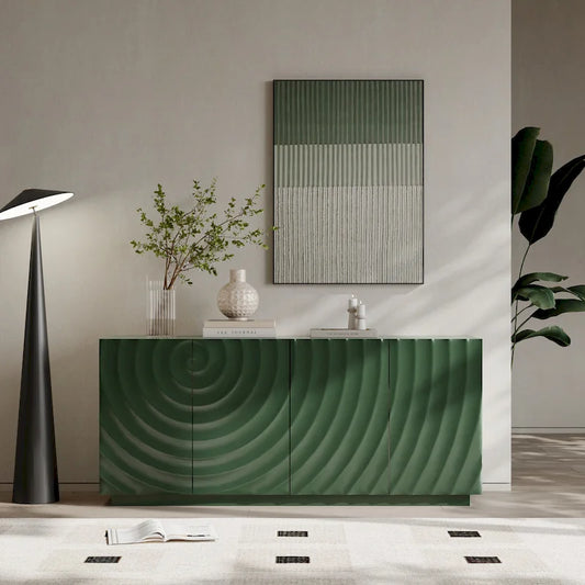 Stylish and Functional 4-Door Cabinet with Suspended Base, for Living Room and Kitchen, 59.0615.6726.46(GREEN)