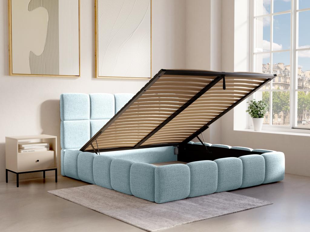 Blue Fabric Bed, 140 x 190 cm