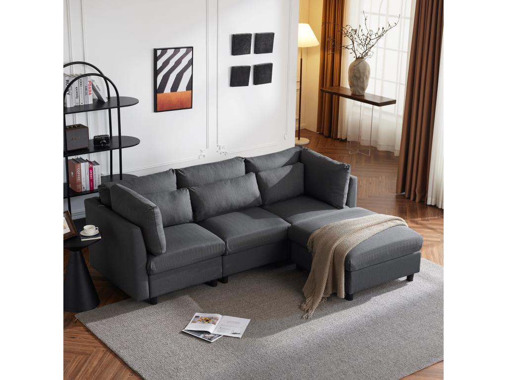 Gray Fabric Sofa Bed, 220 x 83 x 81 cm