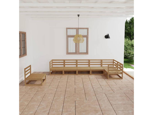 Brown Pine Wood Outdoor Furniture Set - dlz1766461444137