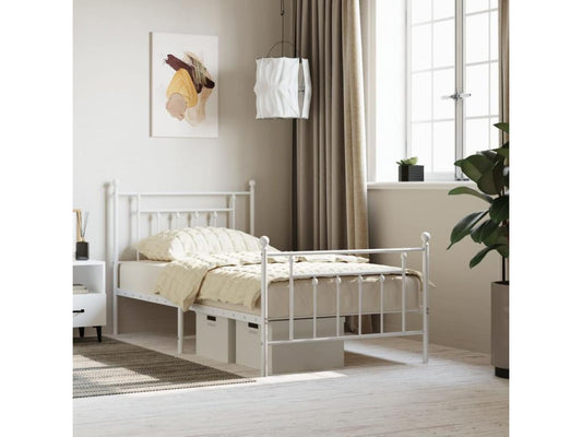 White Metal Bed Frame, 100 x 190 cm