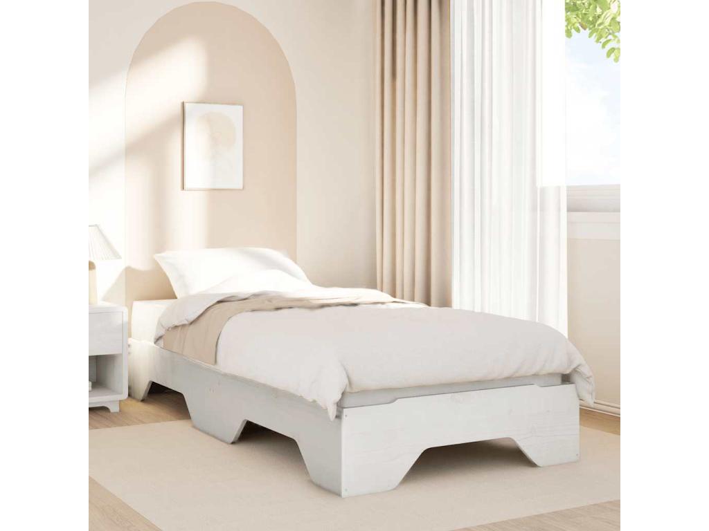 White Solid Wood Mattress, 90 x 190 cm