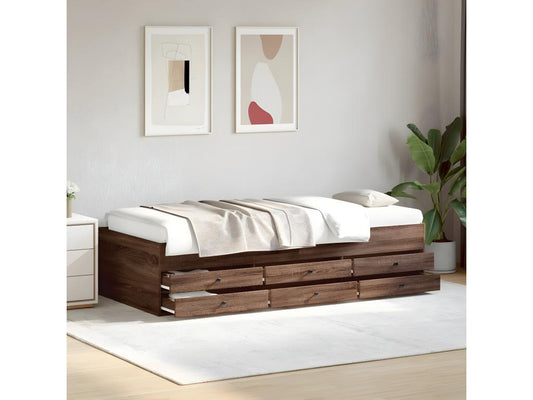 Brown Engineered Wood Bed, 75 x 190 cm