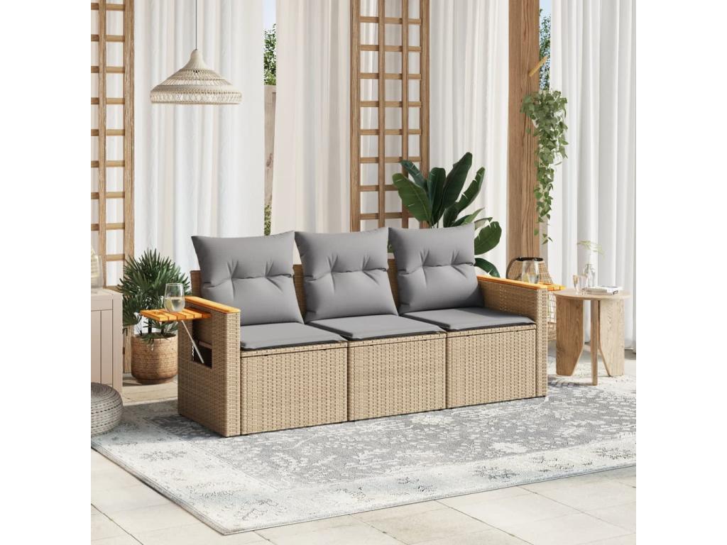 Beige Woven Resin Wicker Outdoor Furniture Set
