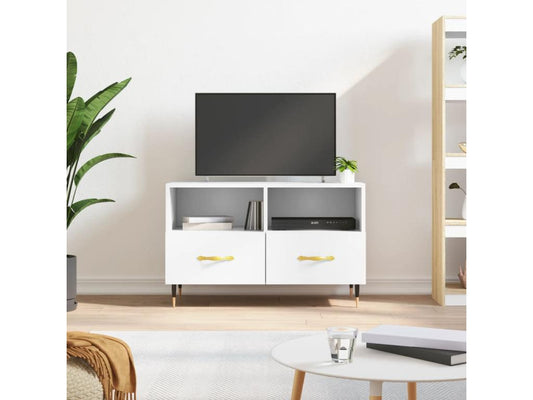 White Engineered Wood TV Stand, 80 x 36 x 50 cm