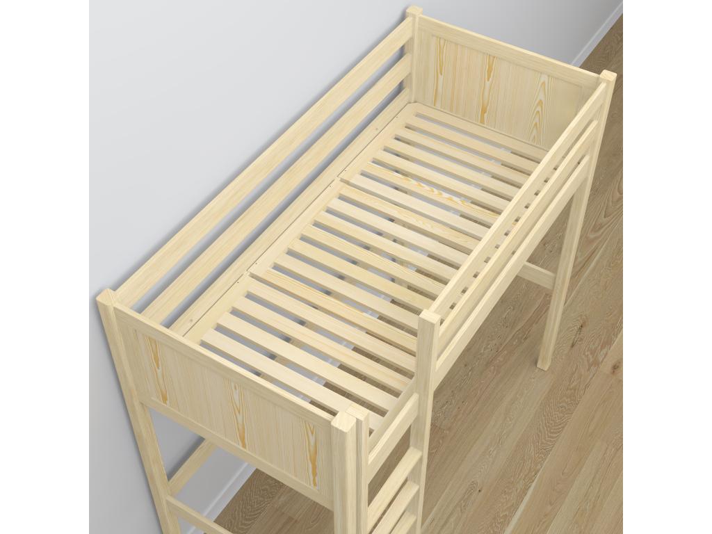 Natural Pine Wood Bed, 100 x 190 cm