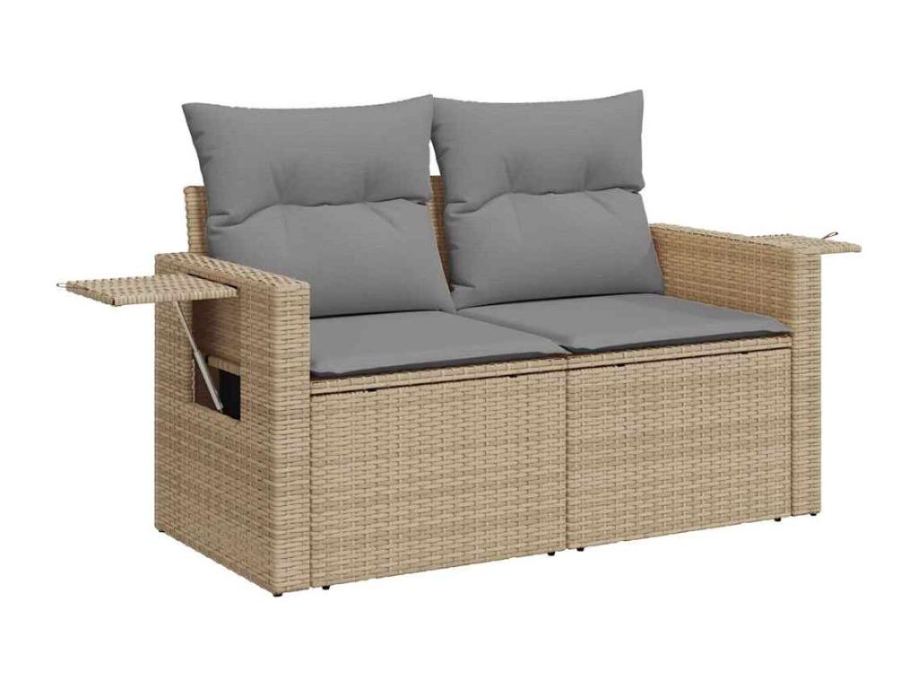 Beige Woven Resin Wicker Outdoor Furniture Set - dlz1766461564467