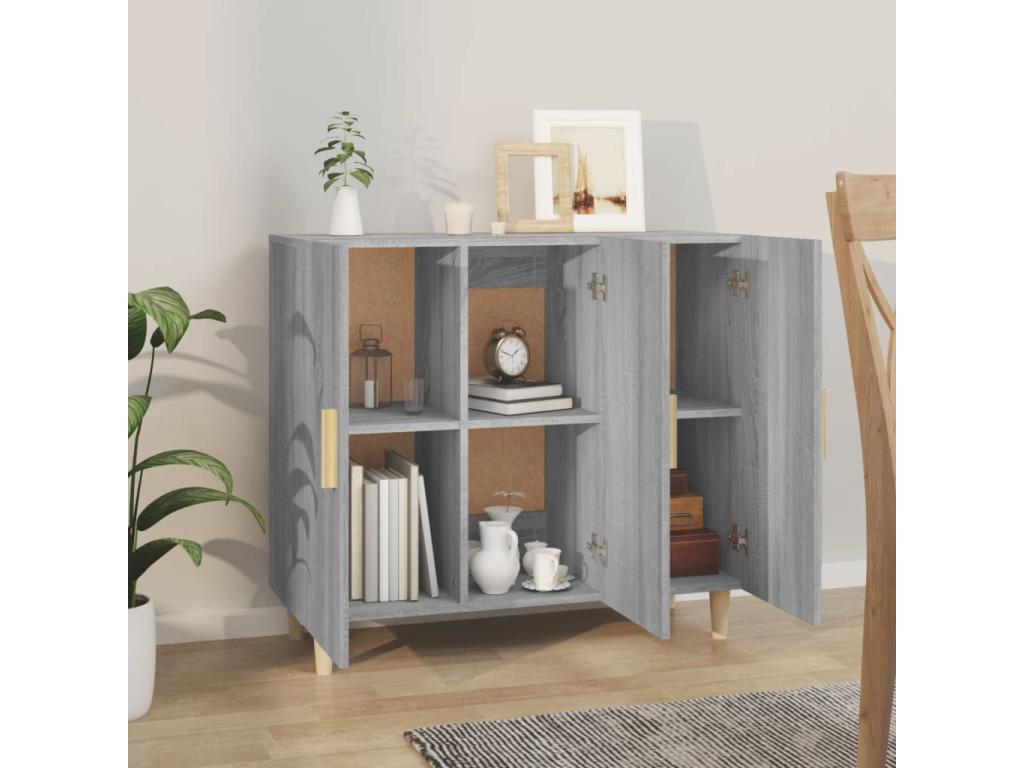 Gray Engineered Wood Sideboard, 90 x 34 x 80 cm