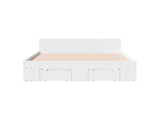 White Engineered Wood Bed Frame, 140 x 200 cm