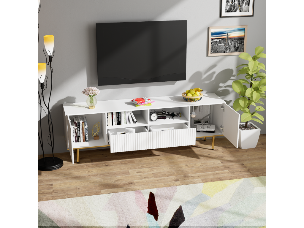 White TV Stand, 165 x 36 x 55 cm