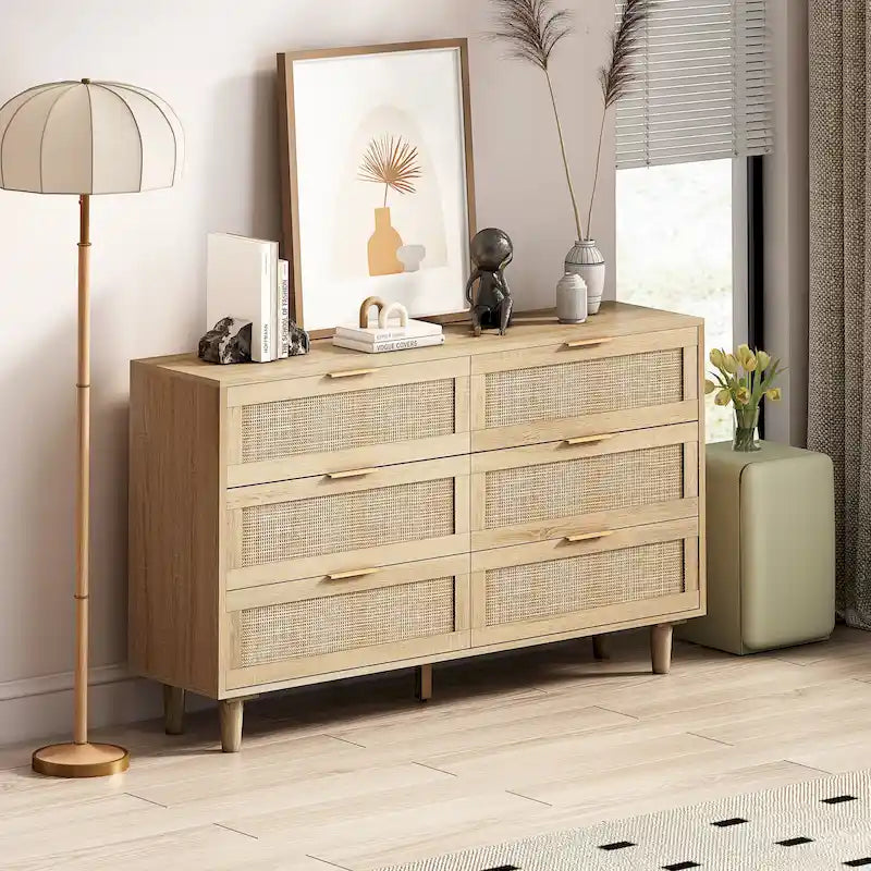 51.186-Drawers Rattan Storage Cabinet for Bedroom,Living Room