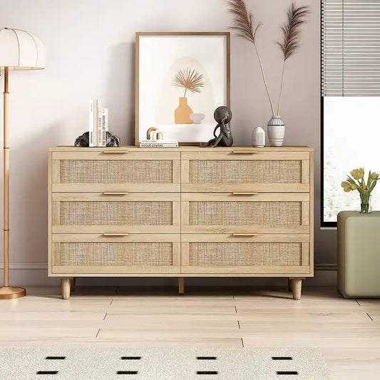 51.186-Drawers Rattan Storage Cabinet for Bedroom,Living Room