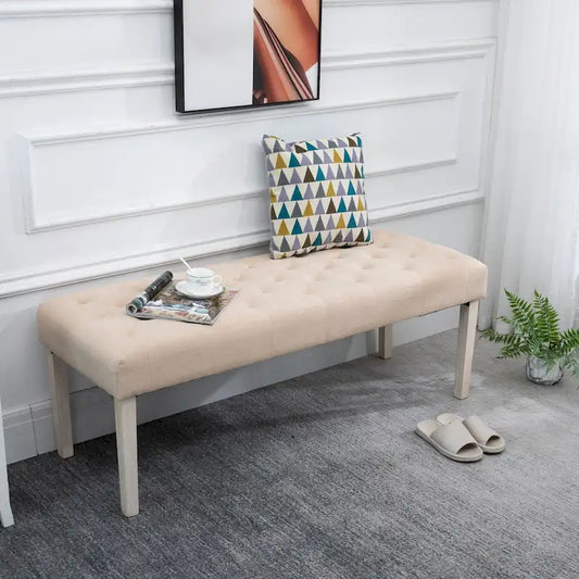 HOMCOM SimpleTufted Upholstered Ottoman Accent Bench with Soft Comfortable Cushion & Fashionable Modern Design
