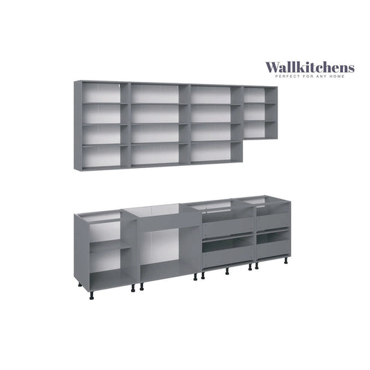 Kitchen Contemporary Collection White Gloss Color Base Size 9.5Ft Wide - 114x24