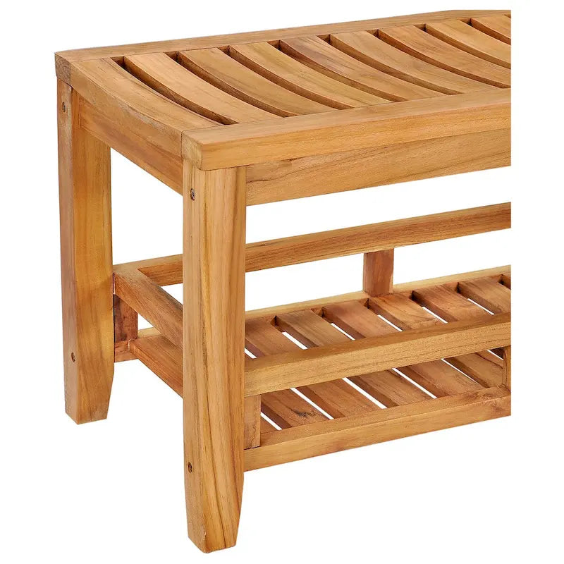 Teak Wood Nassau Shower Stool / Bench with Shelf, 47 inch