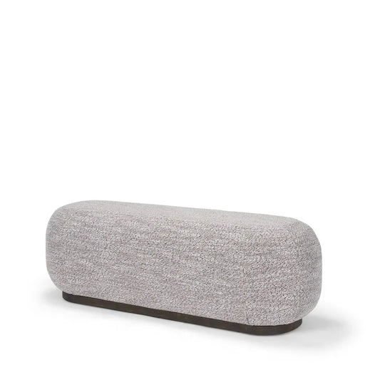 Siren Gray Fabric w/ Dark Brown Wood Oblong Bench