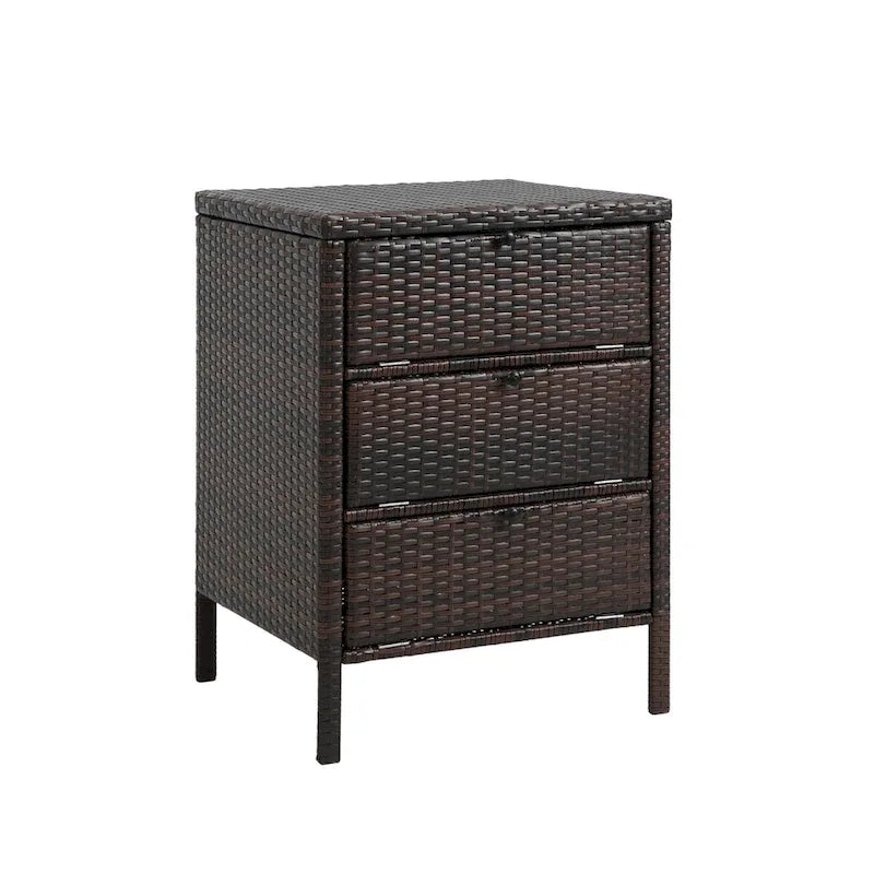 HOMEFUN Rattan Storage Cabinet With 3 drawers