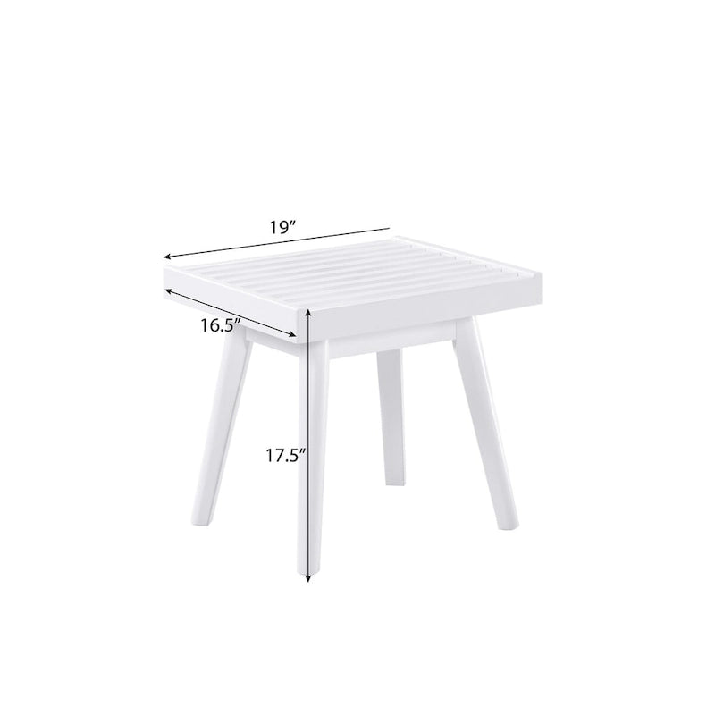 Roundhill Furniture Larwich Solid Wood Slatted Bench, White - 19W x 16.50D x 17.50H