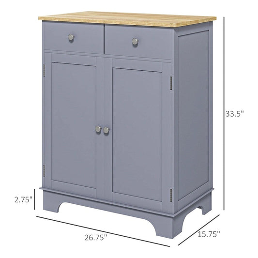 Double Door Sideboard Buffet Cabinet with Drawers and Adjustable Shelf