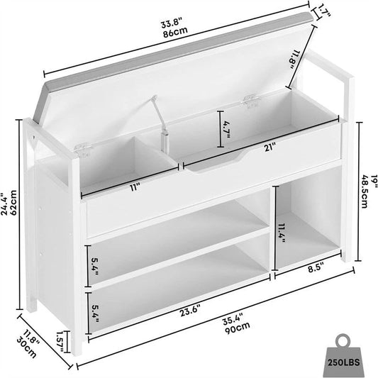 Shoe Storage Bench - 11.8D x 35.4W x 24.4H