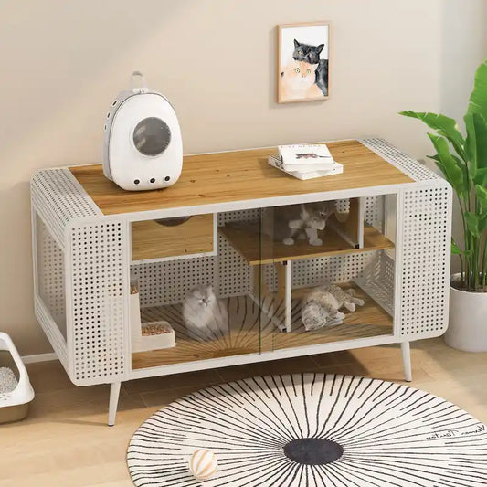 55.12 Spacious Cat House with Tempered Glass
