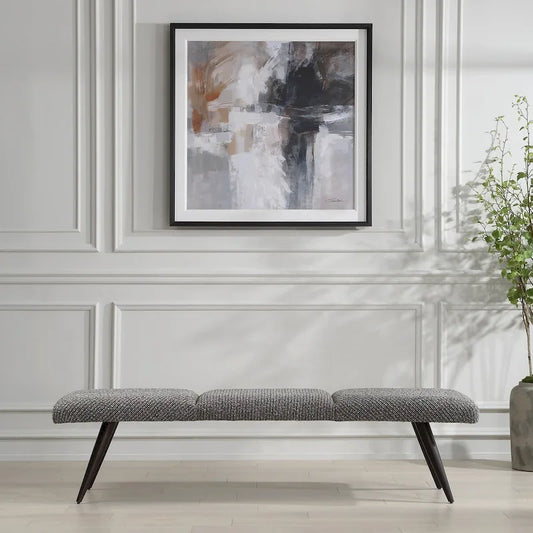Uttermost Bowtie Charcoal Fabric Bench - 18 H X 72.5 W X 20 D