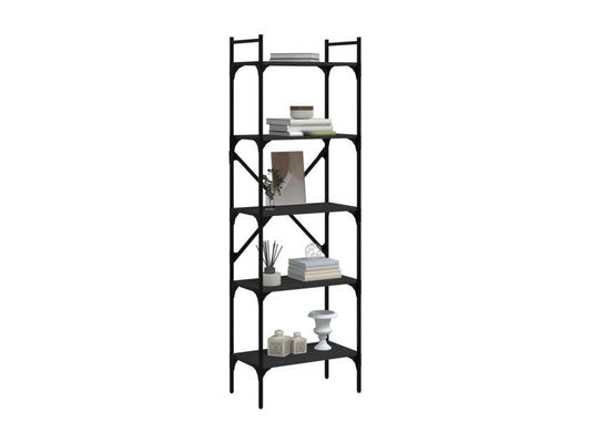 Black Engineered Wood Bookcase, 56 x 31.5 x 174 cm