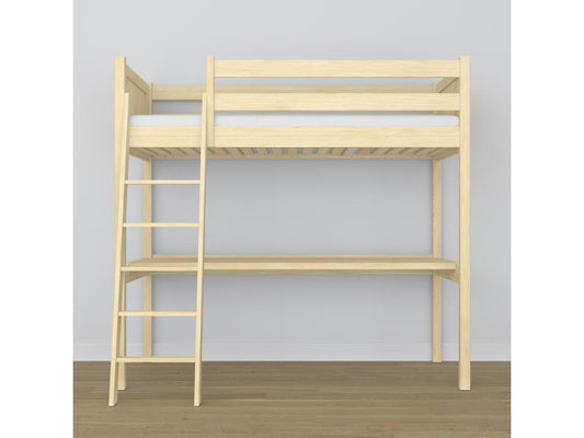 Beige Pine Wood Bed, 80 x 180 cm