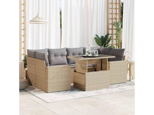 Beige Woven Resin Wicker Outdoor Furniture Set - dlz1766461558280