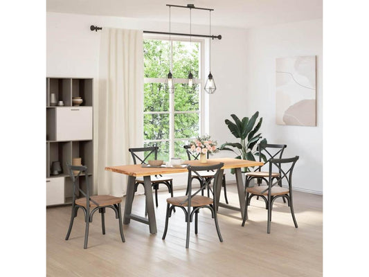 Brown Oak Wood Dining Table - dlz1766461775688