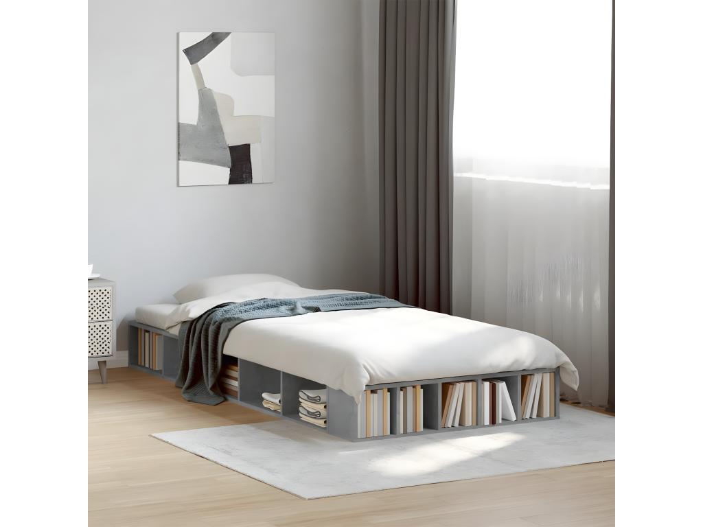 Gray Engineered Wood Bed Frame, 100 x 200 cm