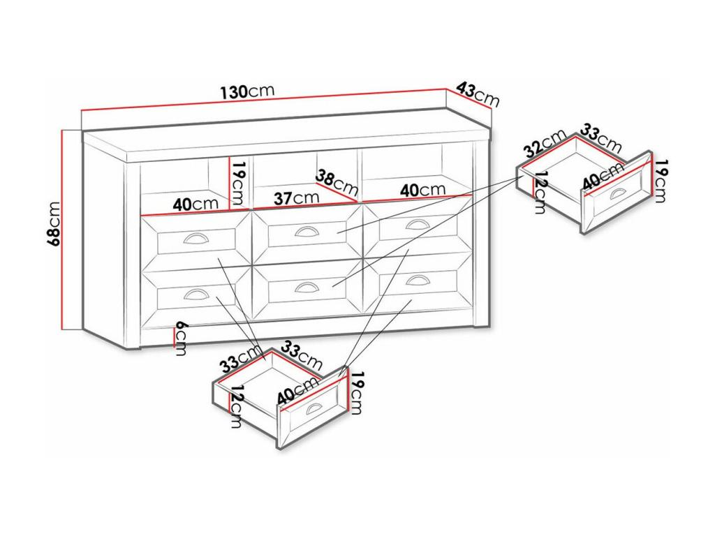 Gray Oak Wood Dresser