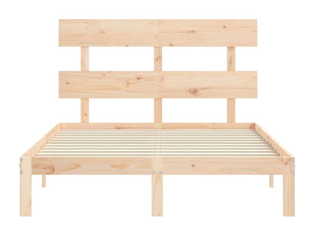 Natural Solid Wood Bed Frame, 140 x 200 cm