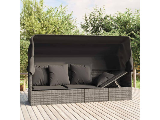 Gray Woven Resin Wicker Bed