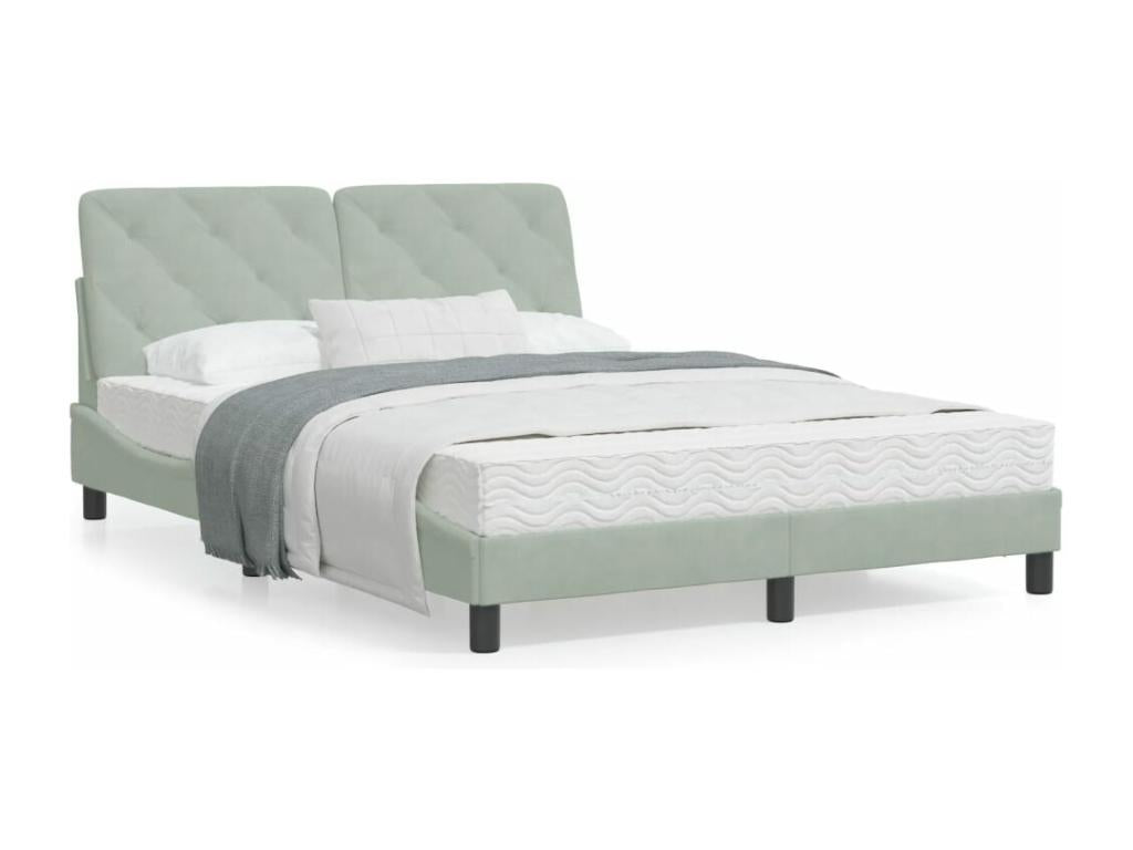 Gray Velvet Bed Frame, 140 x 190 cm