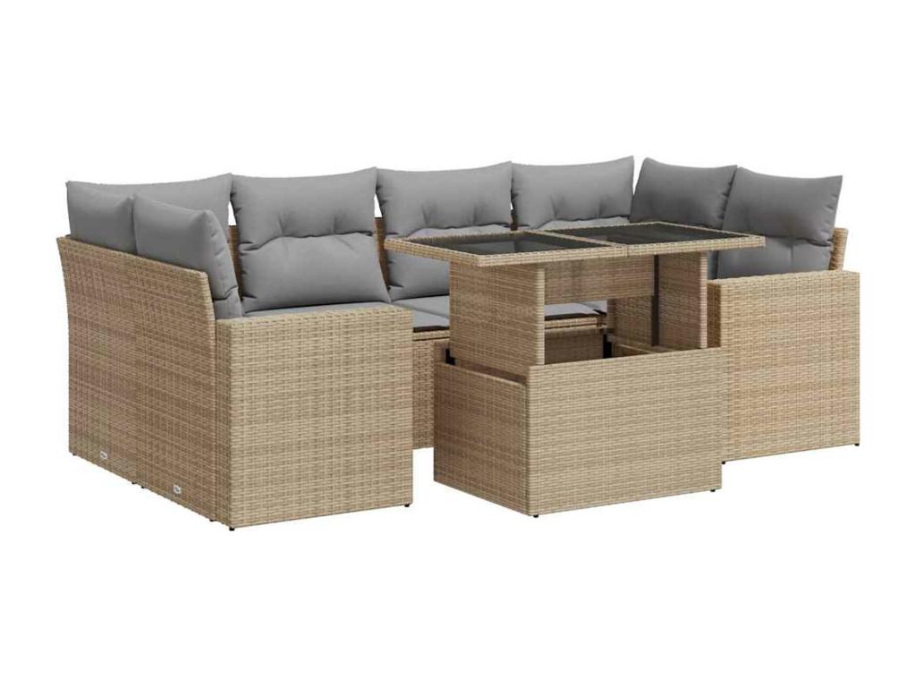 Beige Woven Resin Wicker Outdoor Furniture Set - dlz1766461558280