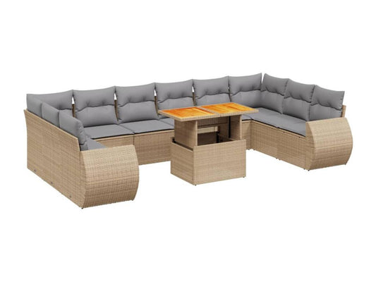Beige Woven Resin Wicker Outdoor Furniture Set - dlz1766461557481