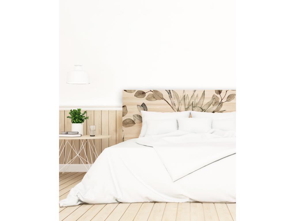 Beige Pine Wood Bed, 200 x 80 cm