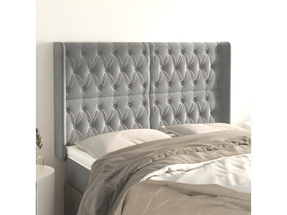 Gray Velvet Bed, 163 x 16 x 118 cm