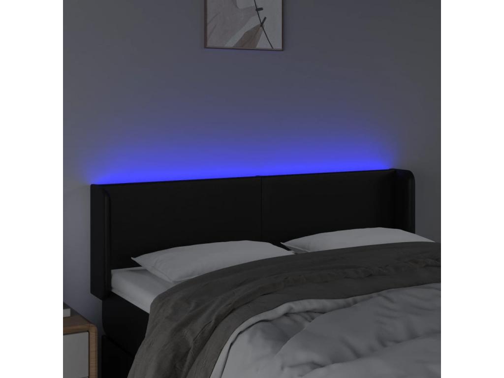 Black Faux Leather Bed, 147 x 16 x 78 cm