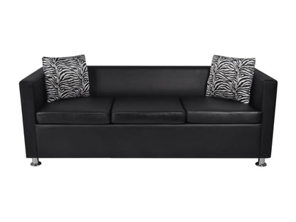 Black Leather Sofa, 170 x 62.5 x 63 cm