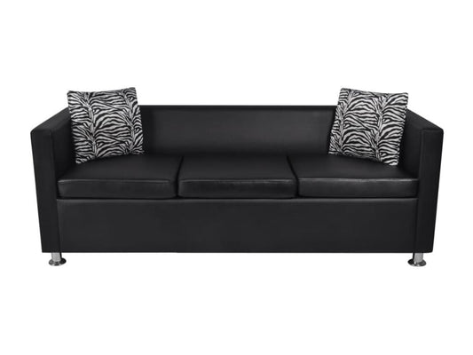 Black Leather Sofa, 170 x 62.5 x 63 cm