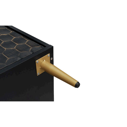 3 Door Storage Cabinet,Buffeet Sideboard with Adjustable Shelves,Honeycomb Seamless Hexagons Pattern Metal Door