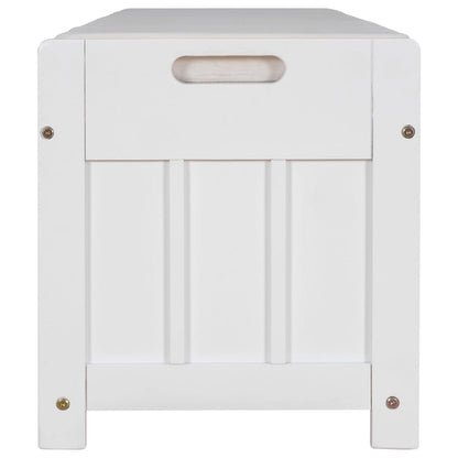 Upholstered Storage Ottoman Bench with 3 Shutter-Shaped Doors Cabinet