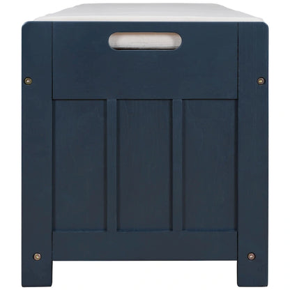 Upholstered Storage Ottoman Bench with 3 Shutter-Shaped Doors Cabinet
